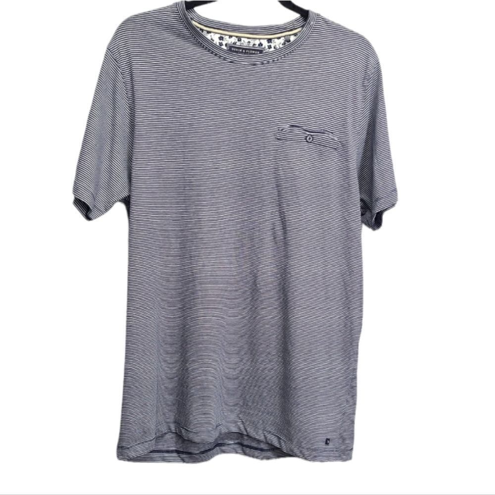 Denim & Flower Striped Casual Tee Size XL New With Tags